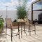 Costway 3 PCS Outdoor Patio Bar Table Stool Set Height Tempered Glass Top
